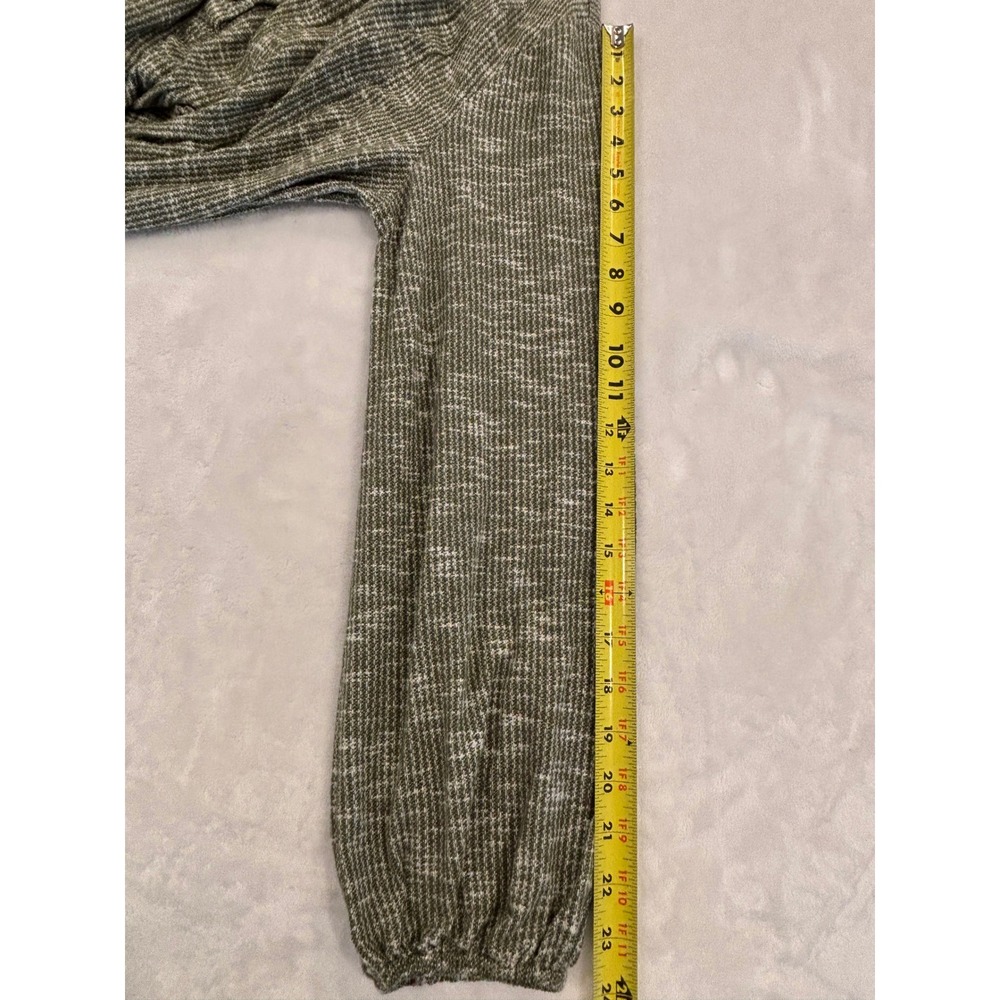 Wonderly Olive Green Space Dye Henley Top Long Sleeve Pleated XL - Picture 5 of 5
